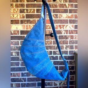 Handmade Denim Croissant Bags Crossbody/Chest/Moon/Unisex Handbag Size Large